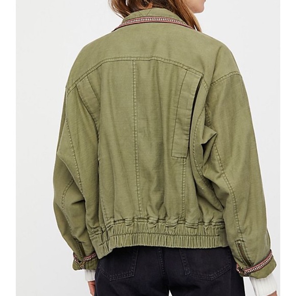 BNWT Free People Olive Flight Line Cotton Bomber - Picture 6 of 6